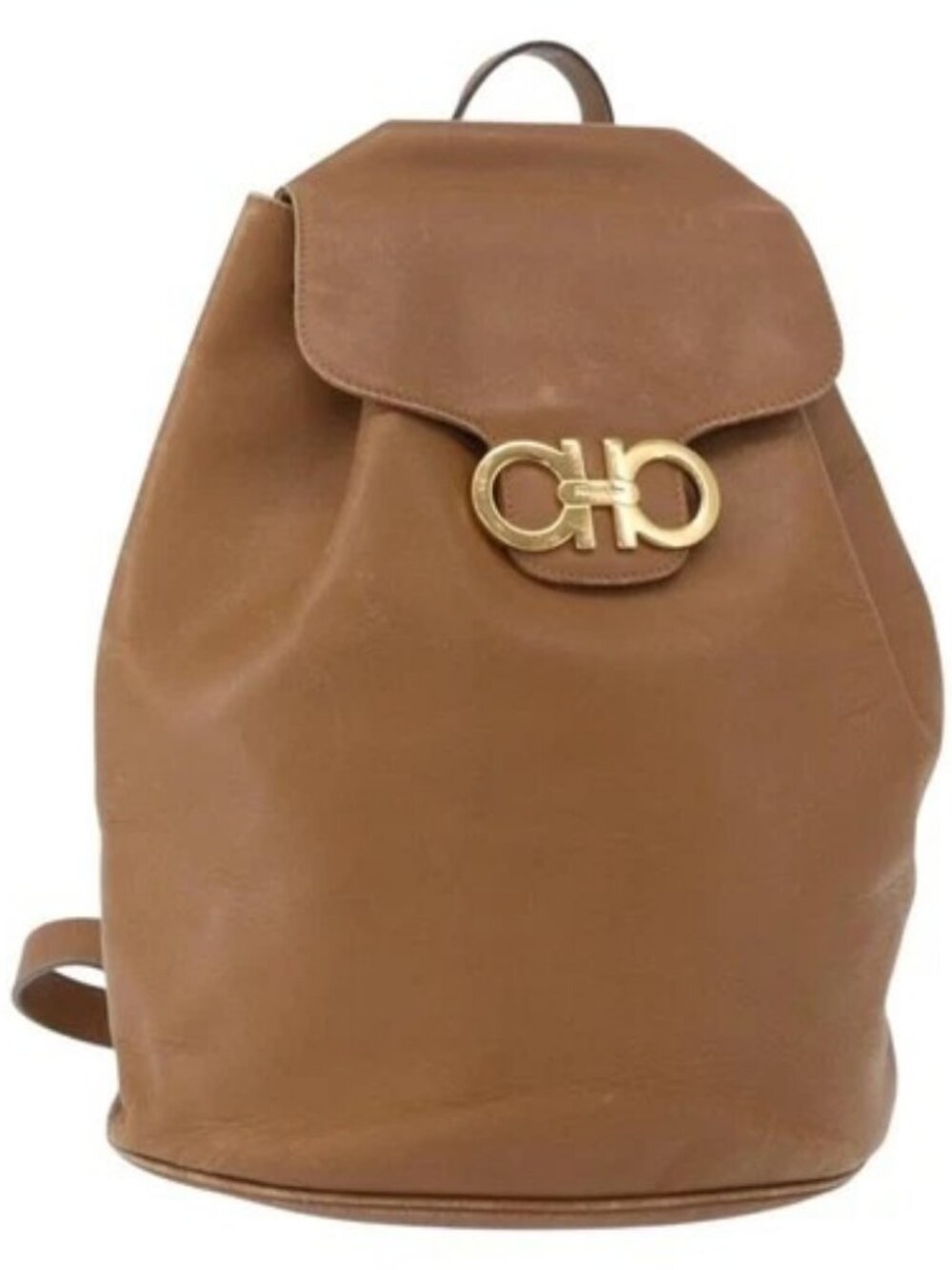 Salvatore Ferragamo Backpack Leather Beige Gold Auth 152109